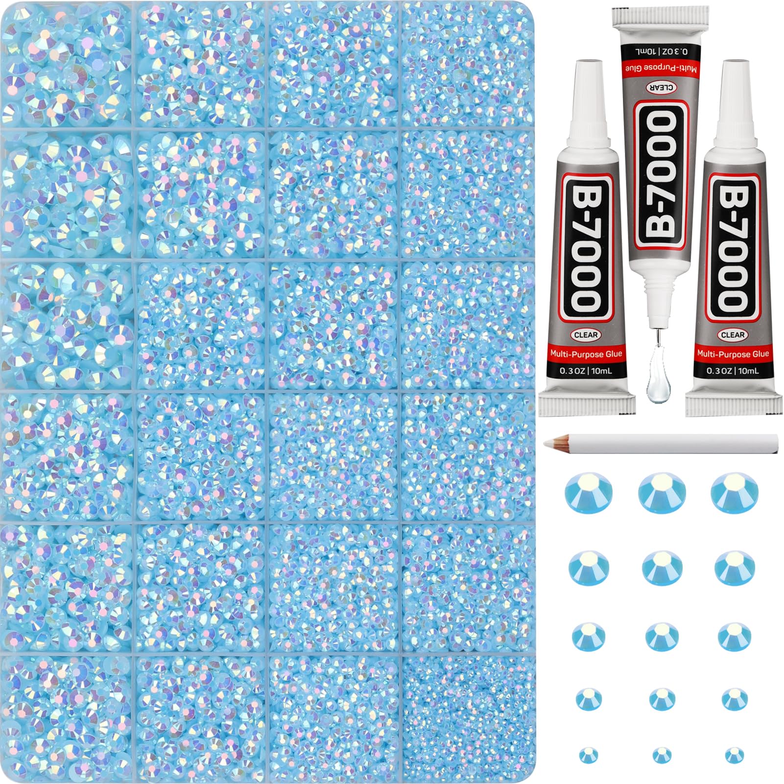 Worthofbest 31000pcs light blue AB rhinestones for DIY clothing embellishments