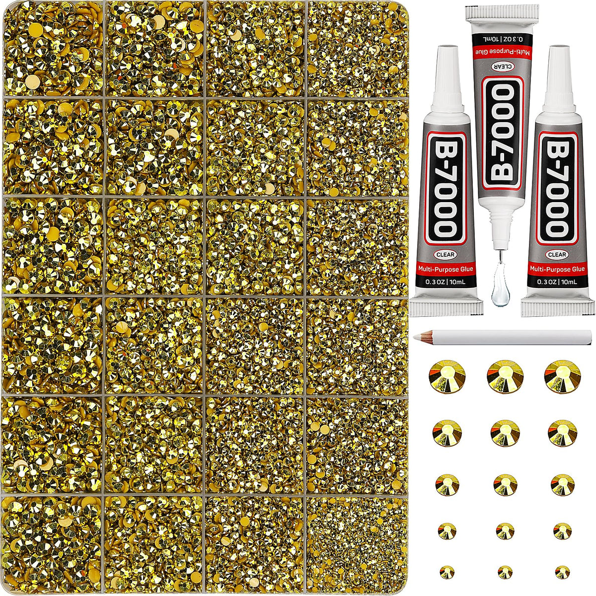 Worthofbest 31000pcs rhinestones grid-pack for versatile crafts and outfits