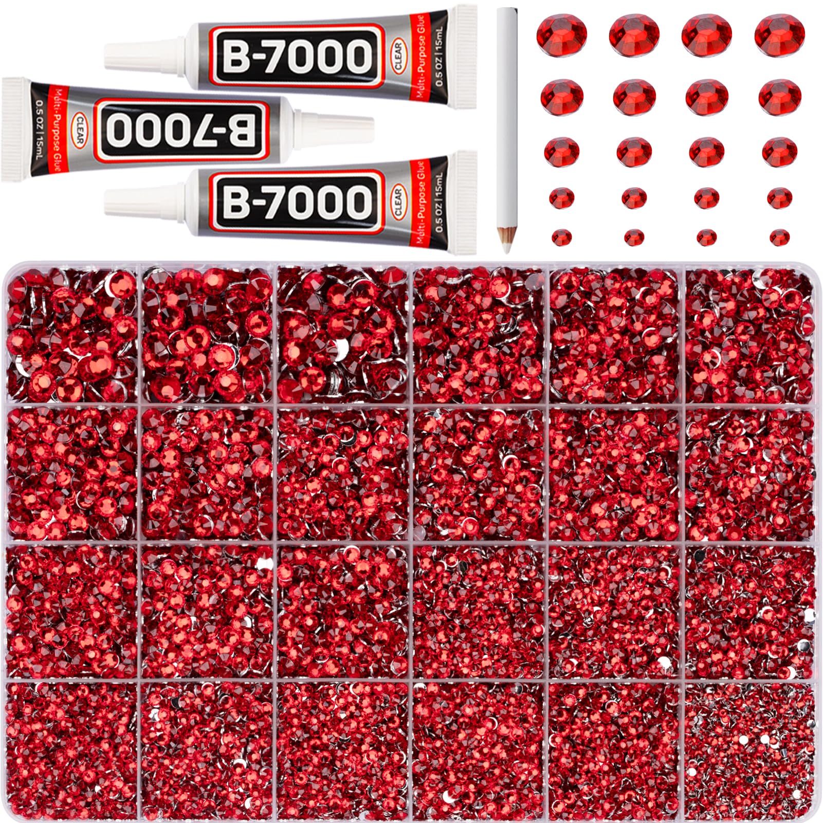Worthofbest red rhinestones mix 2-6 mm for versatile crafting and decoration