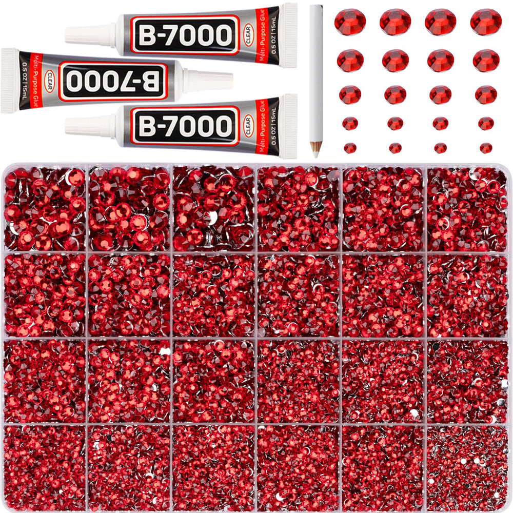 Worthofbest red rhinestones mix 2-6 mm for versatile crafting and decoration