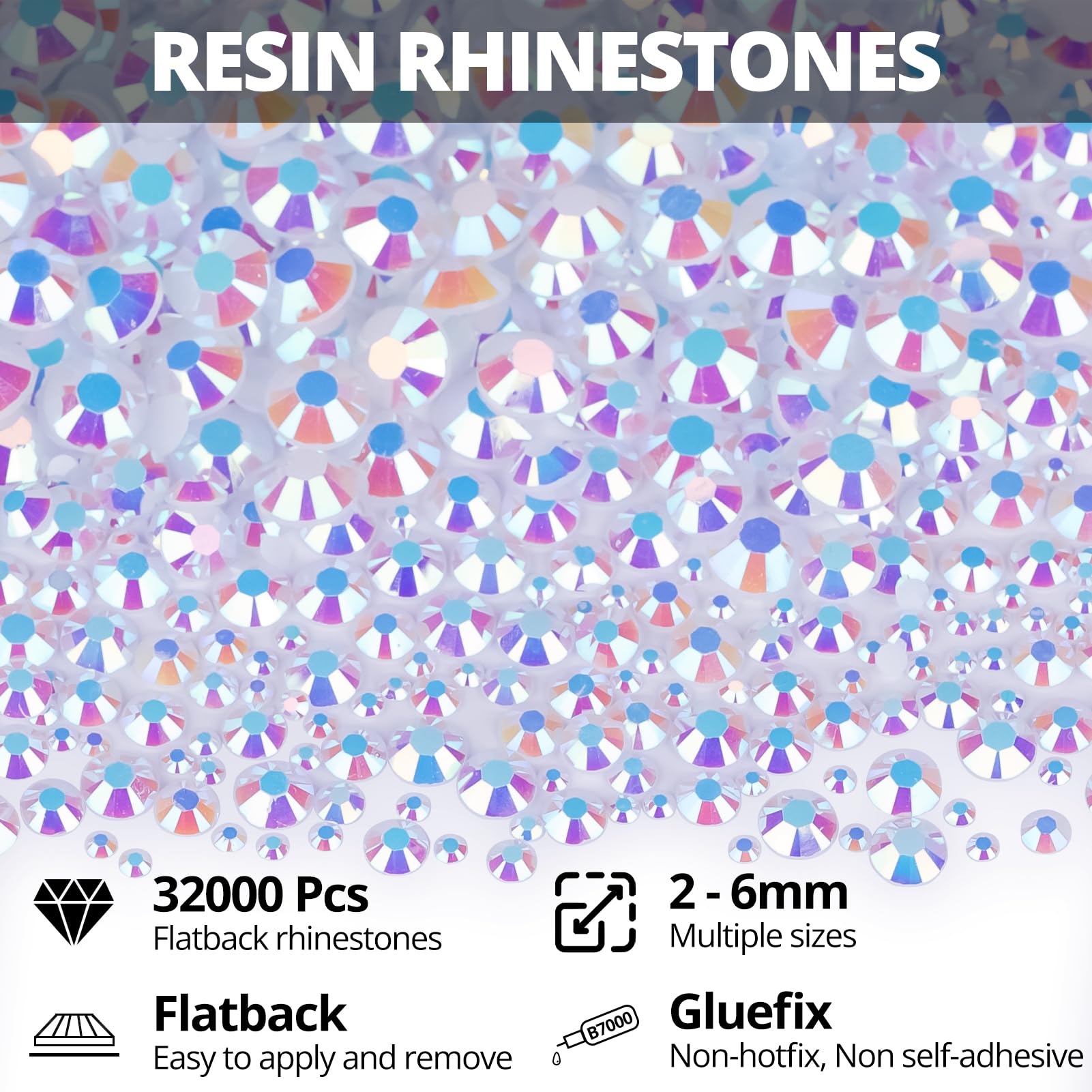 Worthofbest 32000 rhinestones in mixed sizes for versatile DIY sparkle.