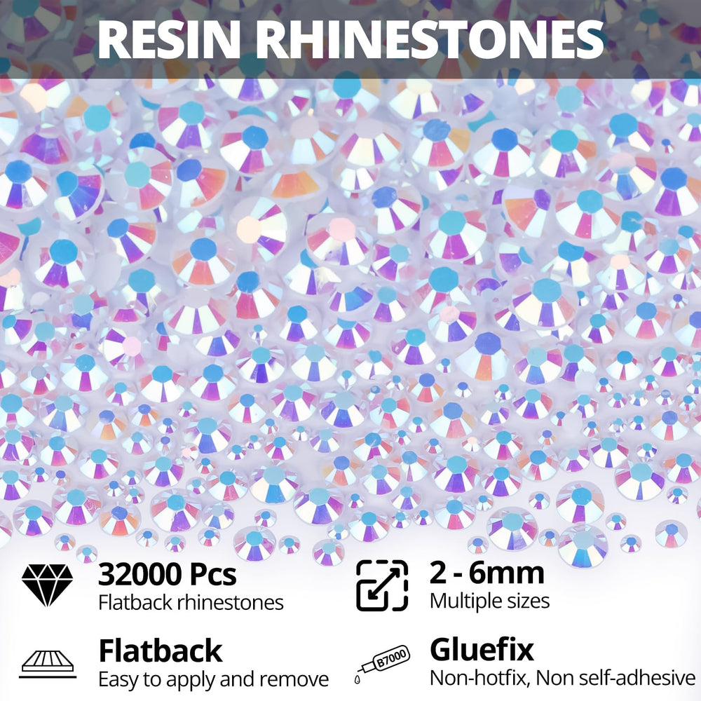 Worthofbest 32000 rhinestones in mixed sizes for versatile DIY sparkle.
