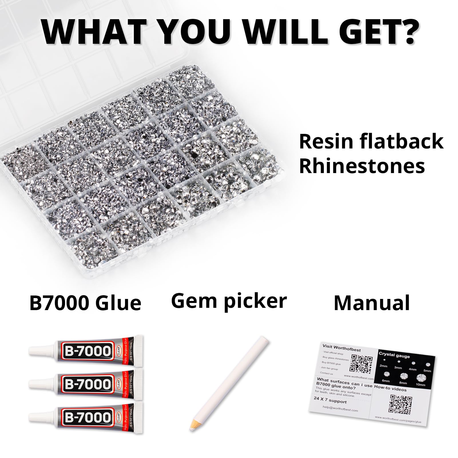 Worthofbest bedazzler-kit-flatback-rhinestones ideal for clothing embellishments and crafts.