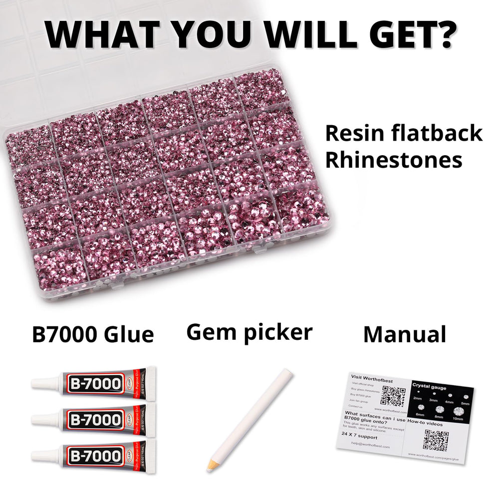Worthofbest bedazzler kit with flatback rhinestones for fabric decoration.
