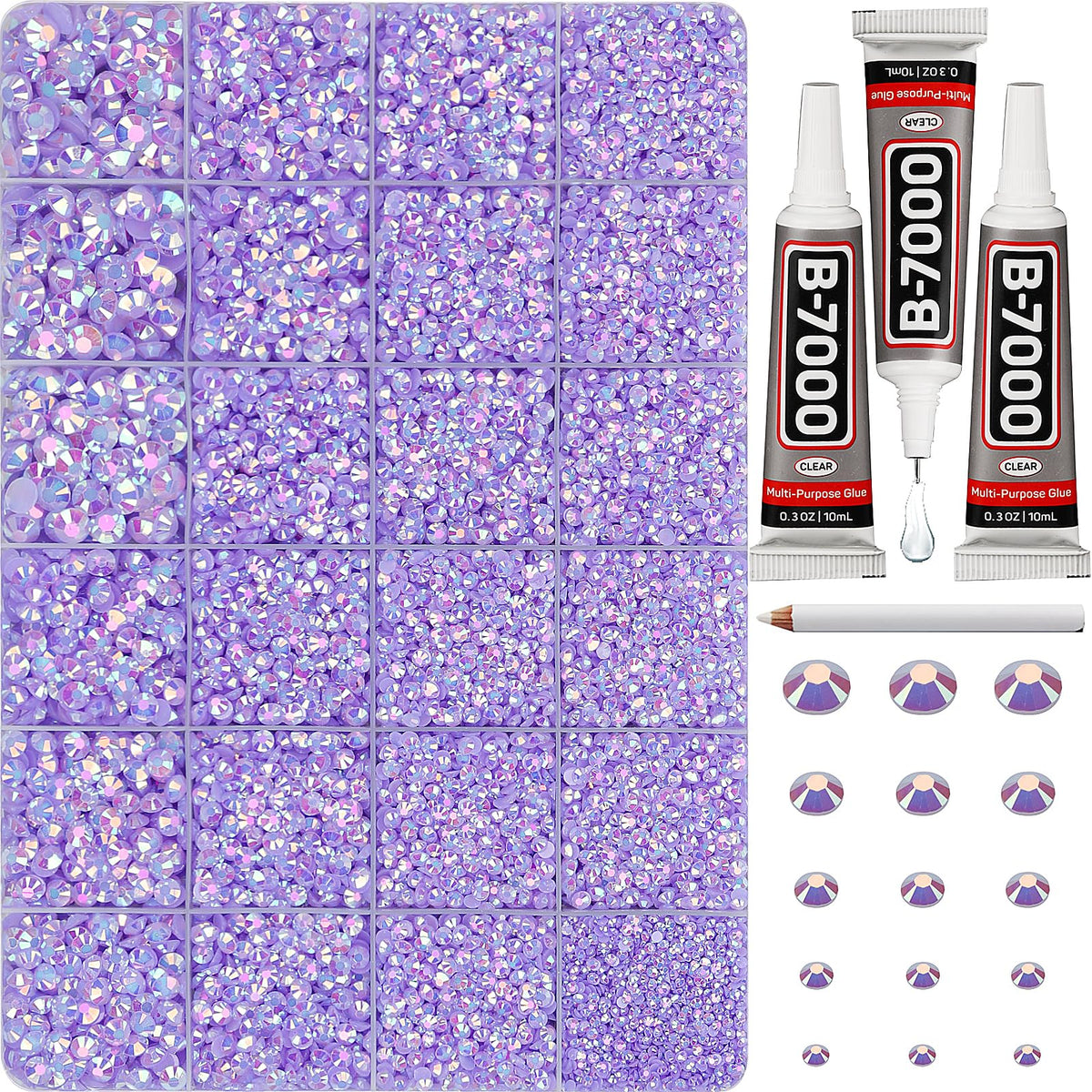 Worthofbest bedazzler kit with light purple AB rhinestones for clothing embellishments.