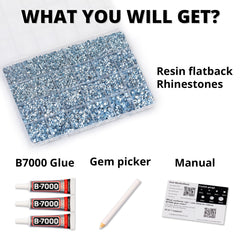 Worthofbest bedazzling kit contents with tools for precise application.