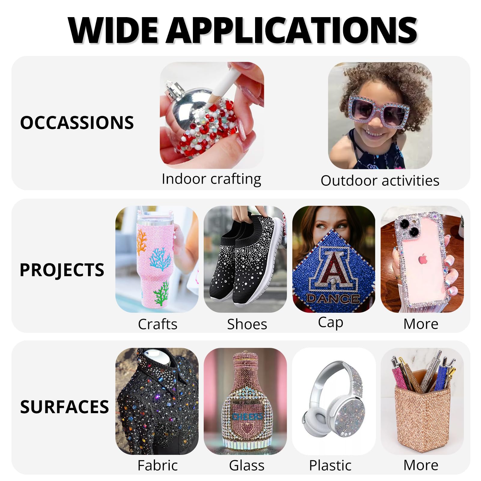 Worthofbest DIY decor rhinestones ideal for shirts, costumes, jeans embellishments.