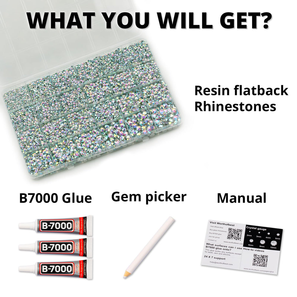 Worthofbest flatback rhinestones 2-6mm ideal for easy adhesion on fabrics
