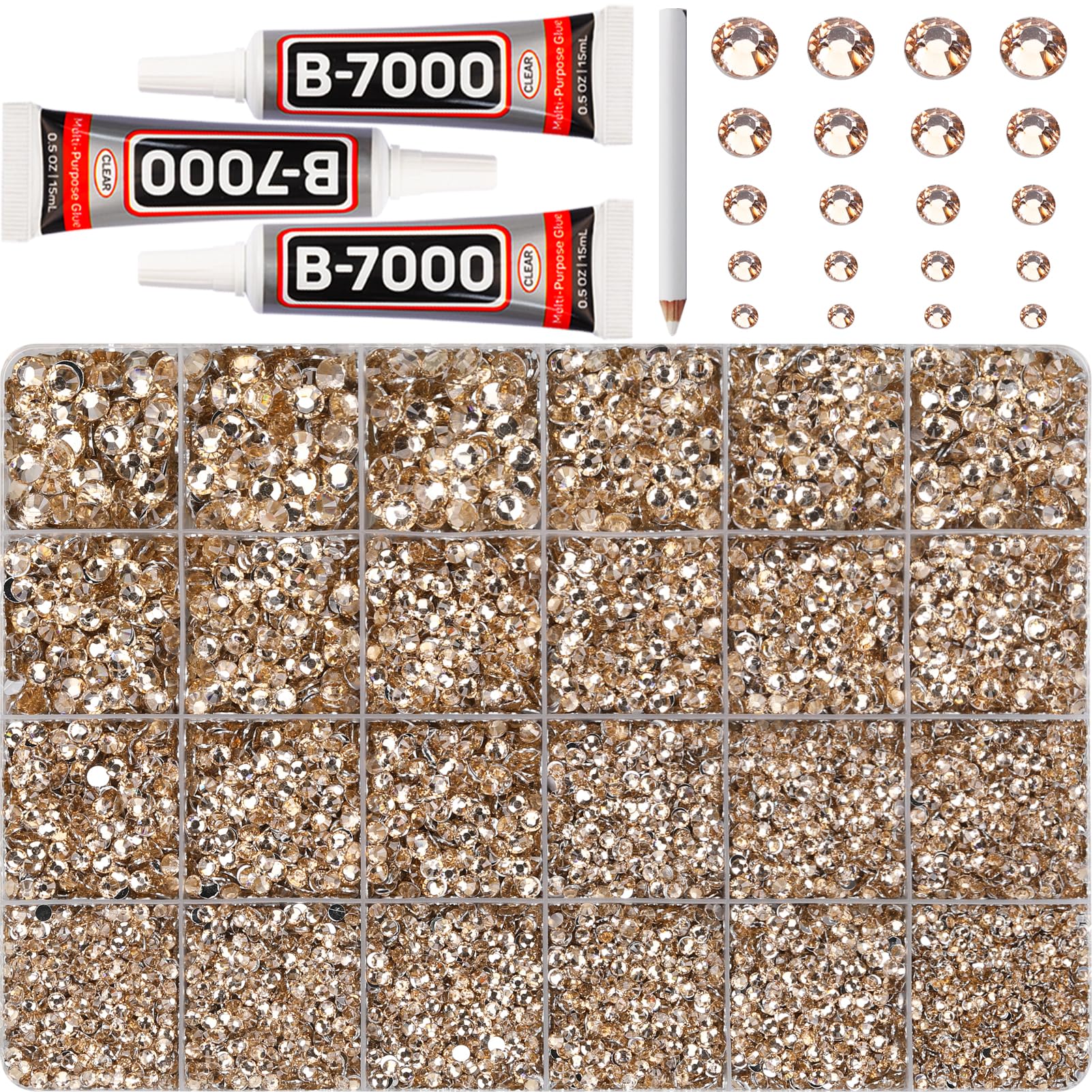 Worthofbest gold champagne rhinestones close-up showing sparkling facets for crafts
