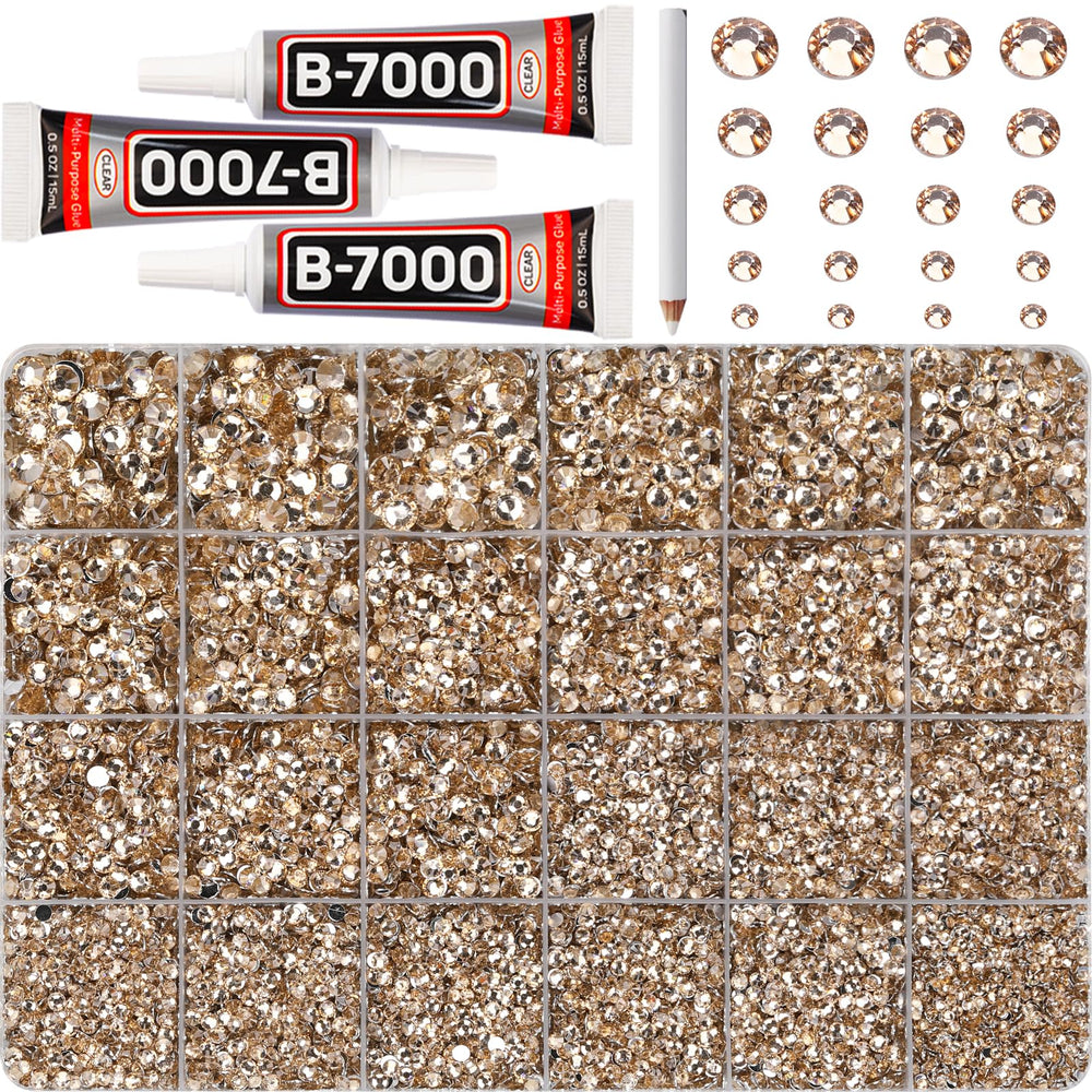 Worthofbest gold champagne rhinestones close-up showing sparkling facets for crafts