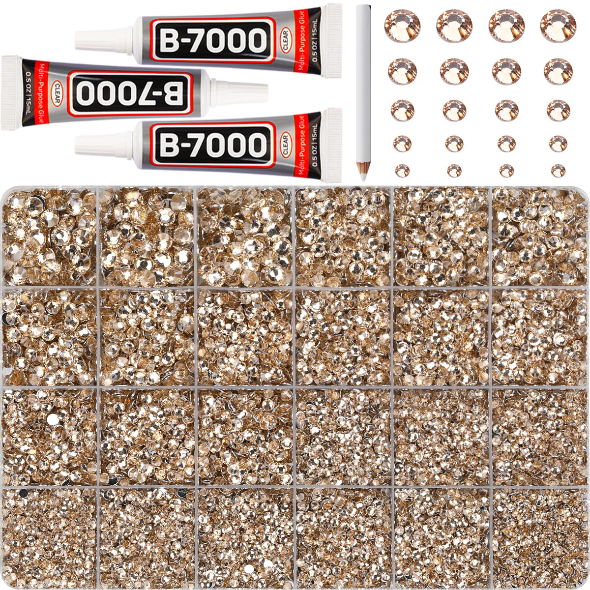Worthofbest gold champagne rhinestones close-up showing sparkling facets for crafts