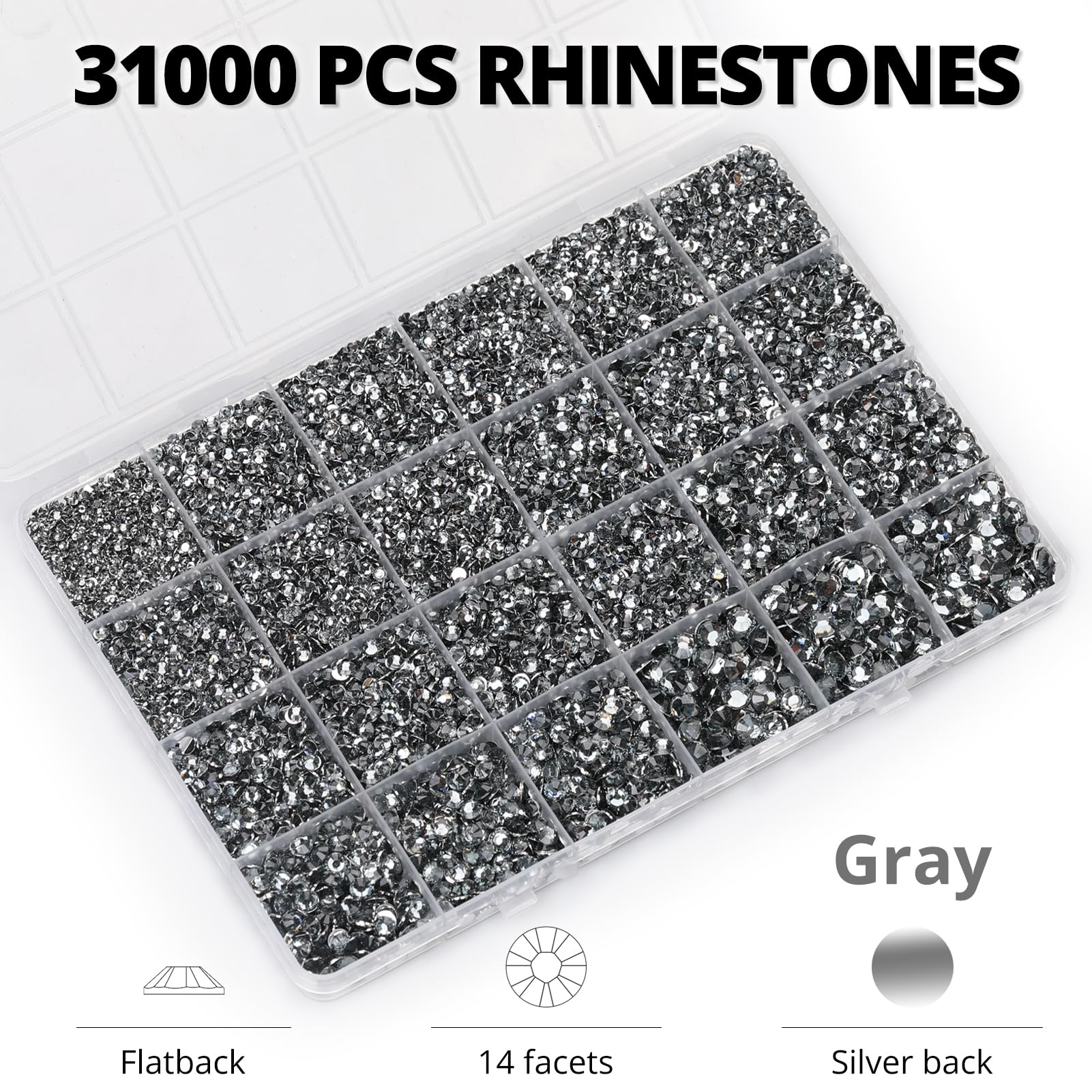 Worthofbest 3mm flatback gray rhinestones close-up for fabric accents
