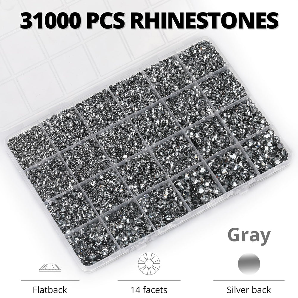 Worthofbest 3mm flatback gray rhinestones close-up for fabric accents