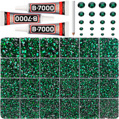 Worthofbest emerald rhinestones organized in a 24-grid case for precise crafting