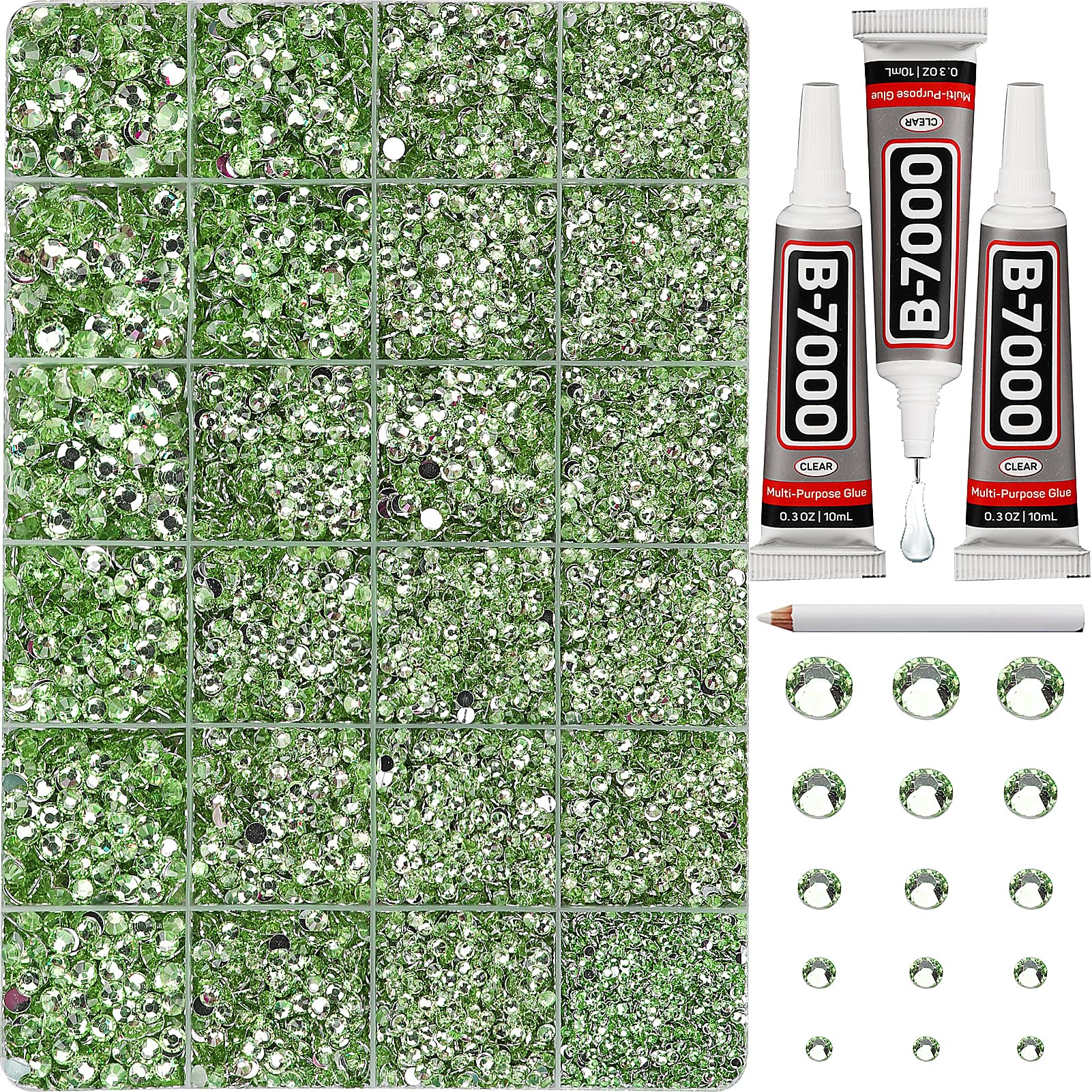 Worthofbest light green rhinestones set in 24 grids for sparkling fabric embellishments
