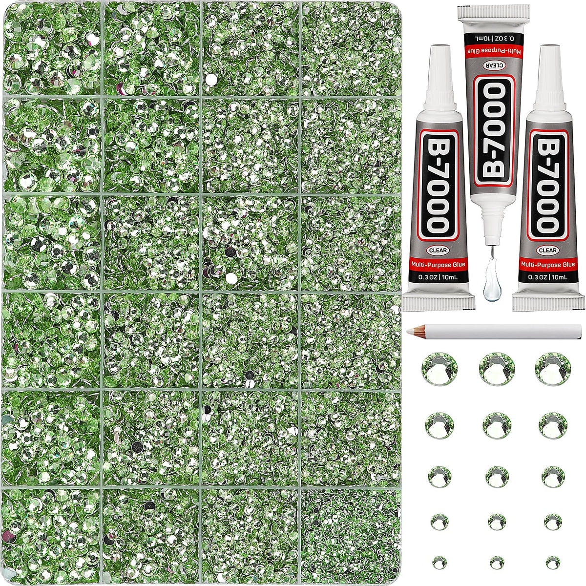 Worthofbest light green rhinestones set in 24 grids for sparkling fabric embellishments