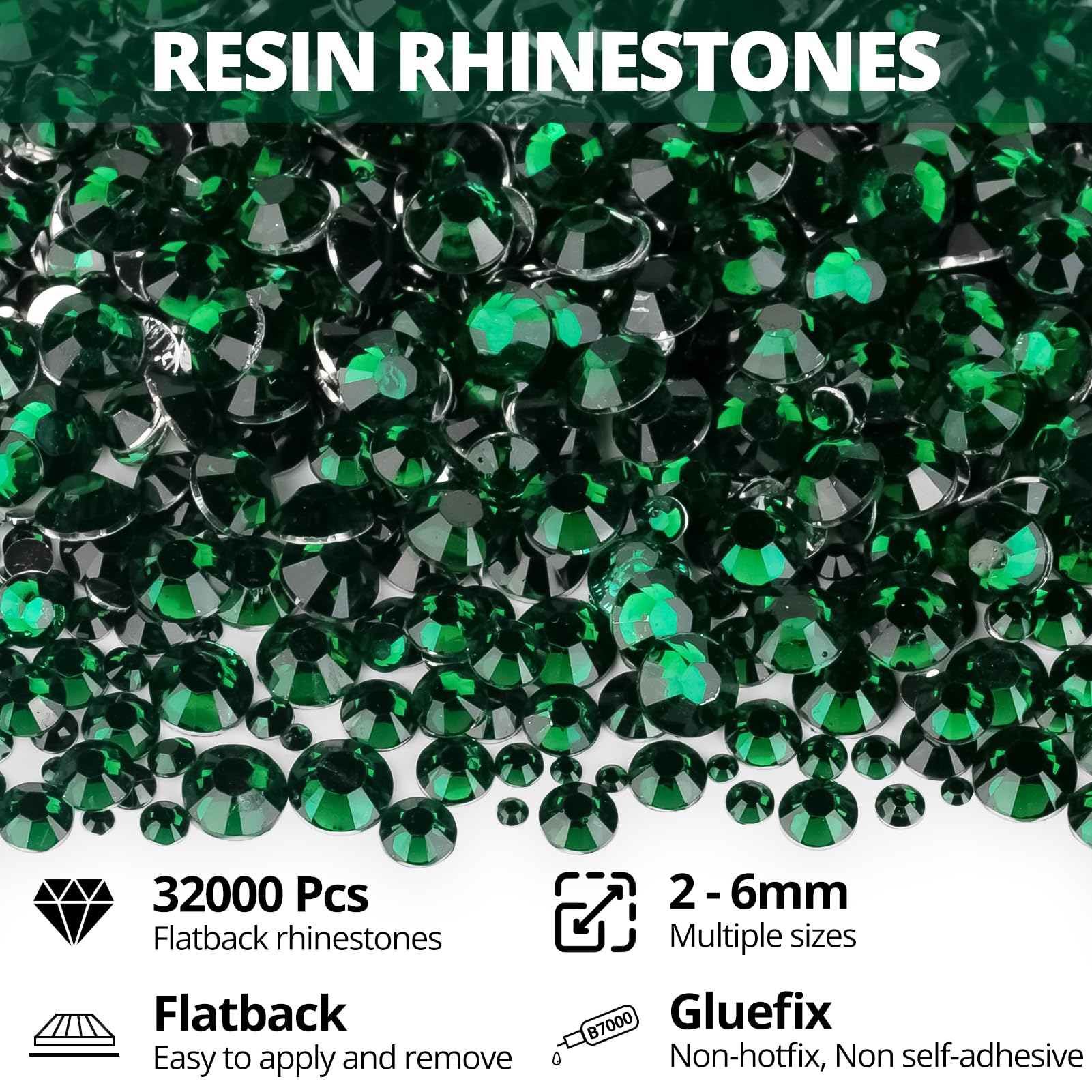 Worthofbest green rhinestones 2–6mm ready for detailed embellishment projects