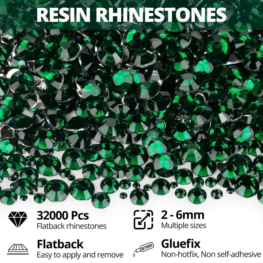 Worthofbest green rhinestones 2–6mm ready for detailed embellishment projects