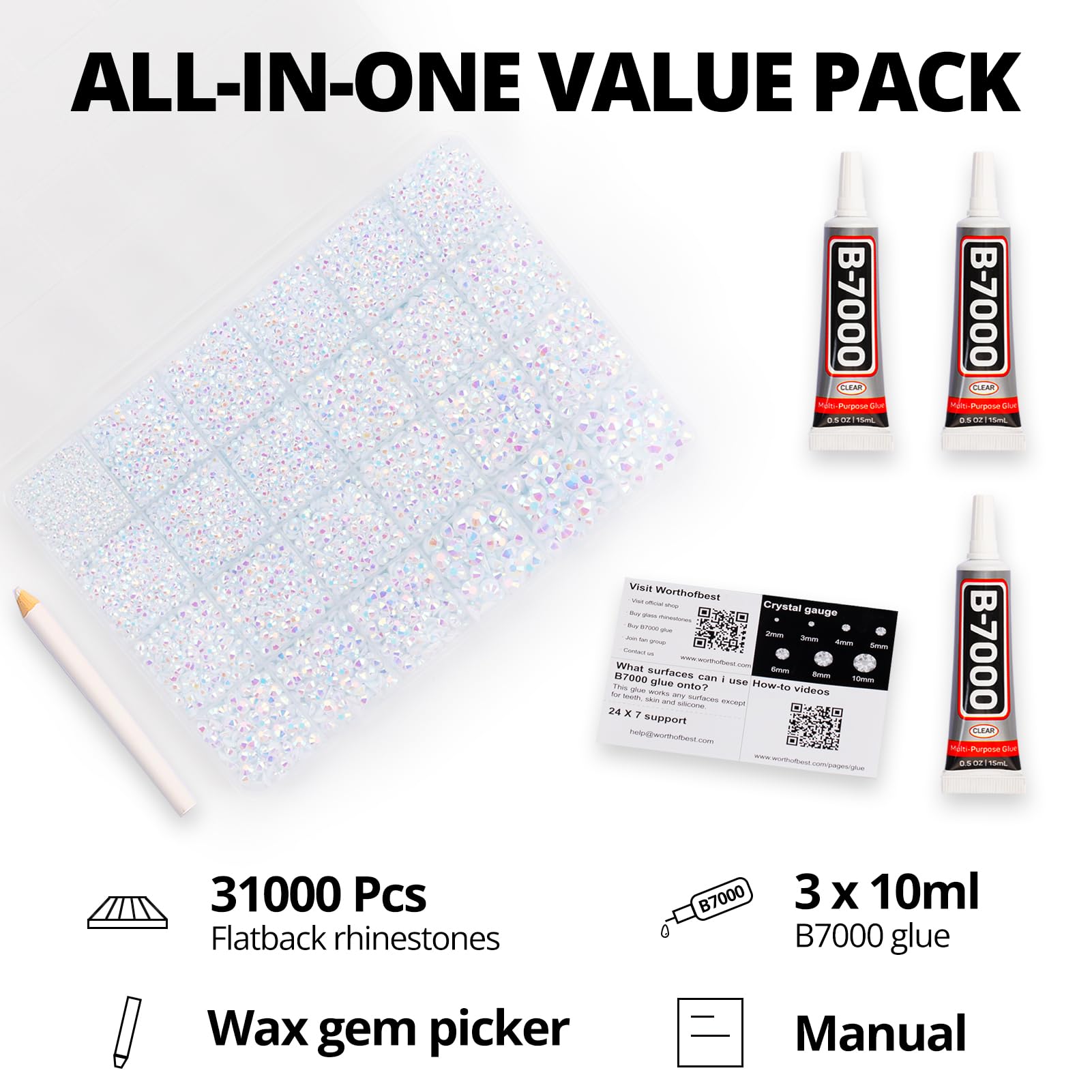 Worthofbest 24-grid storage case keeps rhinestones organized for crafting