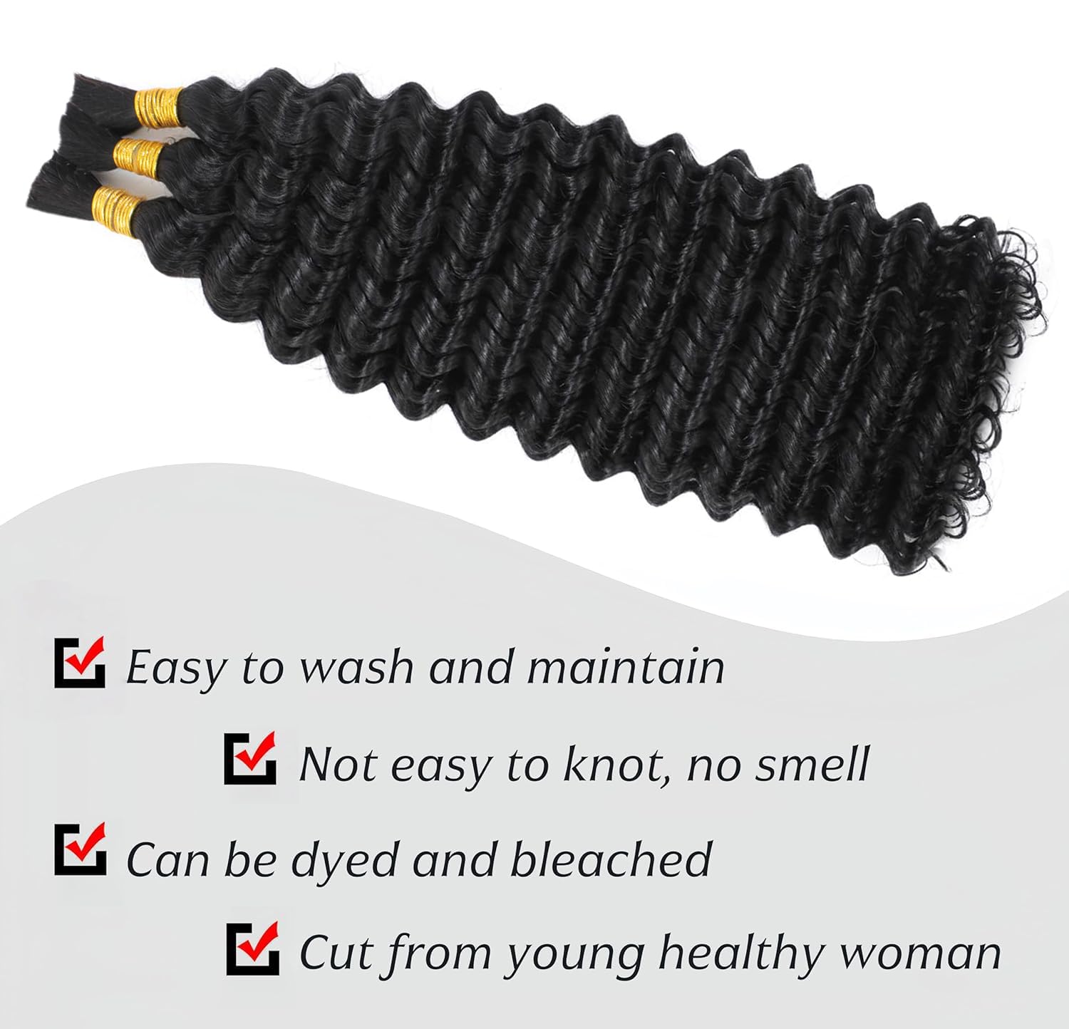 Wosama virgin Remy braiding hair close-up highlights smooth cuticles and minimal shedding