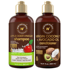 WOW Skin Science Apple Cider Vinegar Shampoo bottle cleanses and refreshes the scalp.
