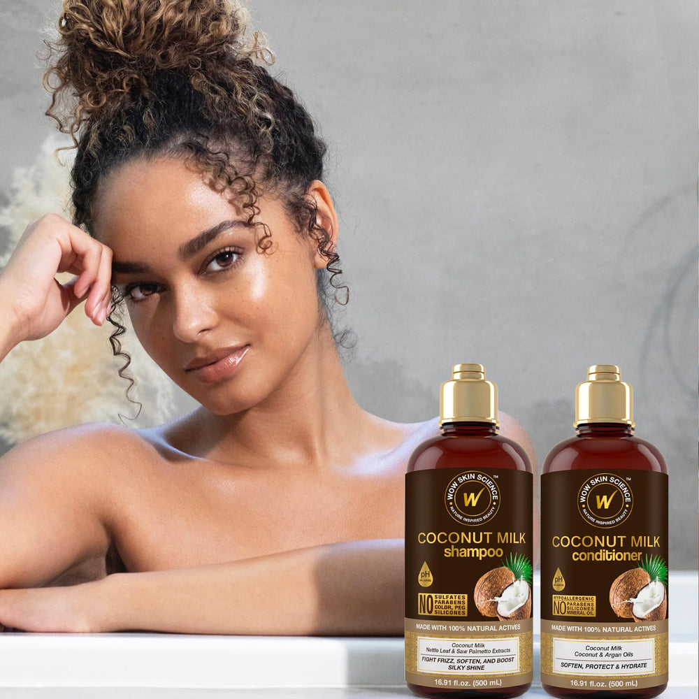 WOW Skin Science Coconut Milk Conditioner bottle focusing on detangling and moisture