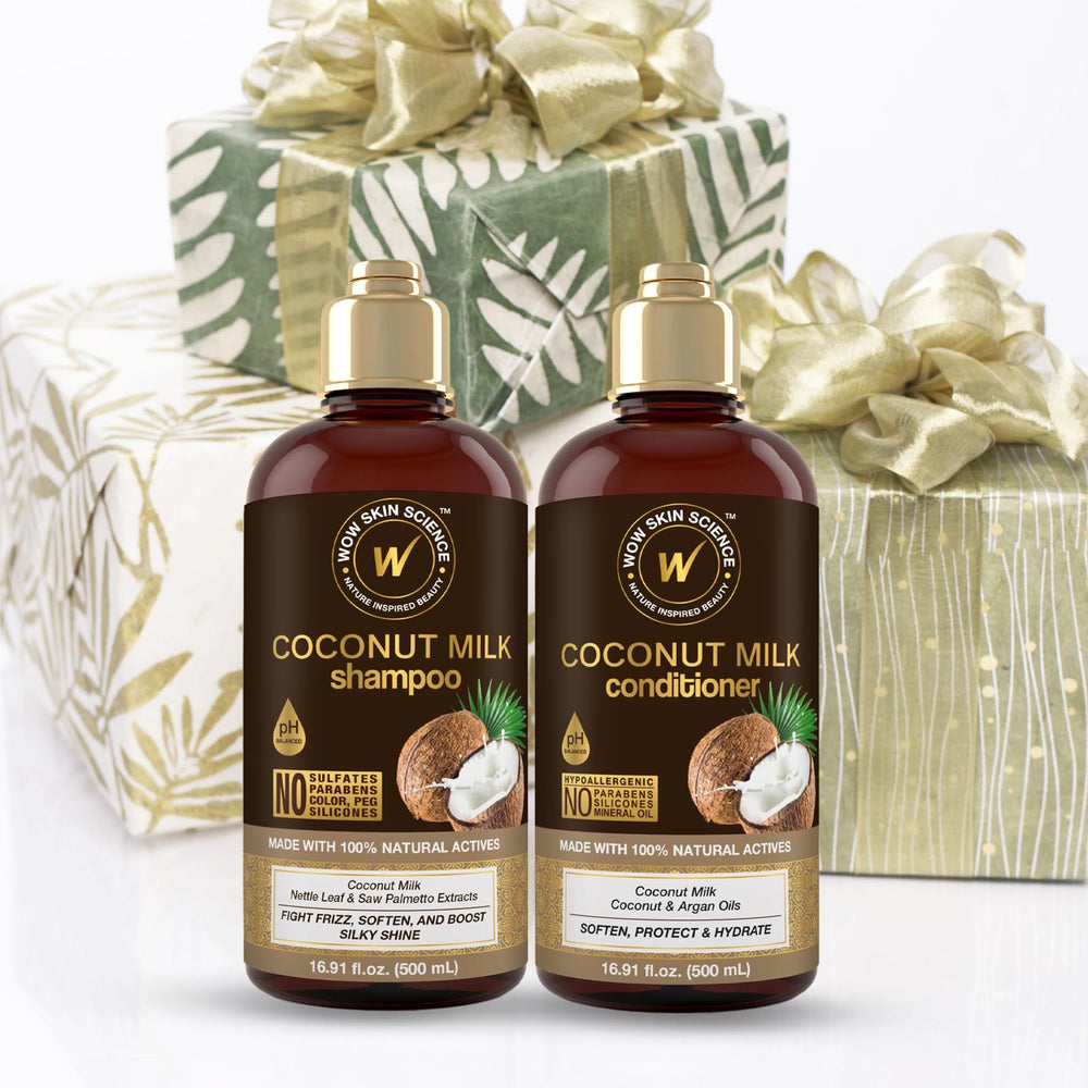 WOW Skin Science Coconut Milk Conditioner tube showing curl nourishment