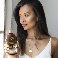 WOW Skin Science Coconut Milk Hair Conditioner lather action demonstrates shine and manageability