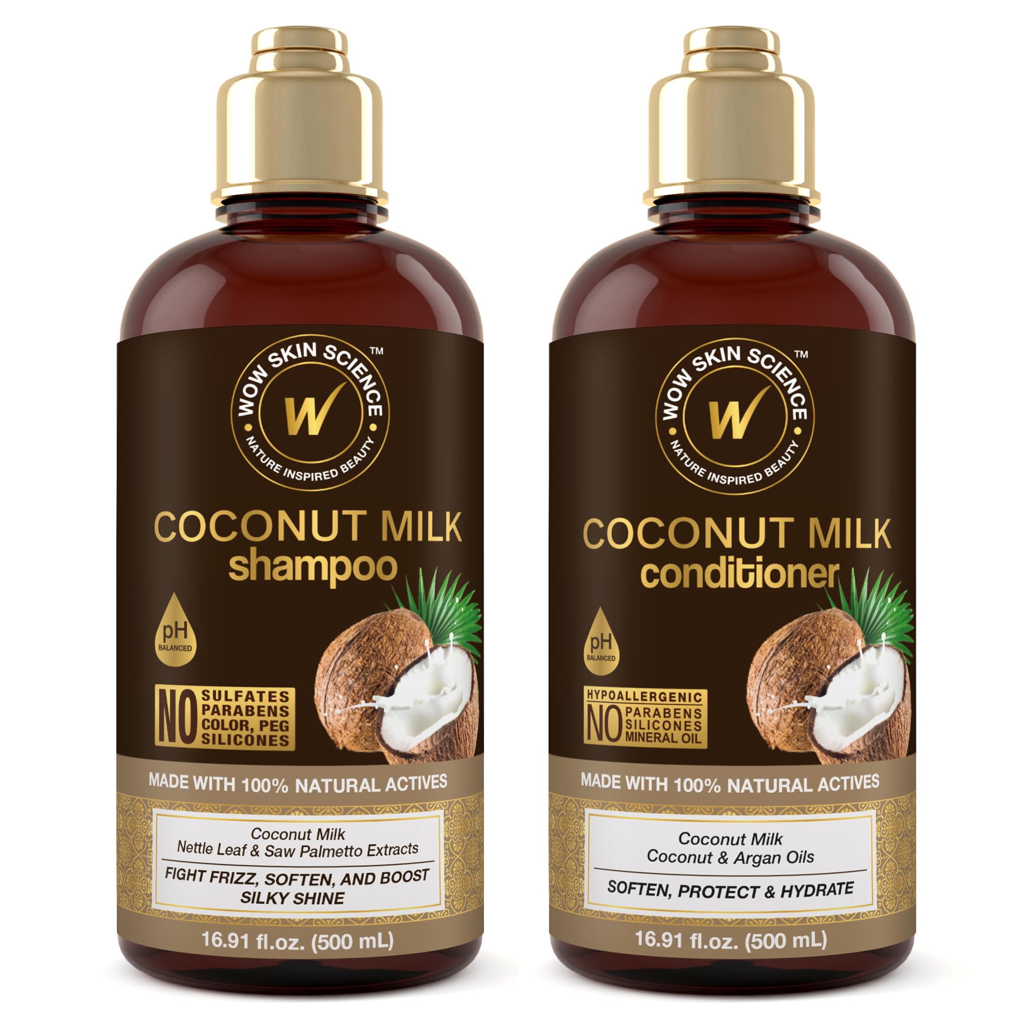 WOW Skin Science Coconut Milk Shampoo bottle front showing hydrating curls