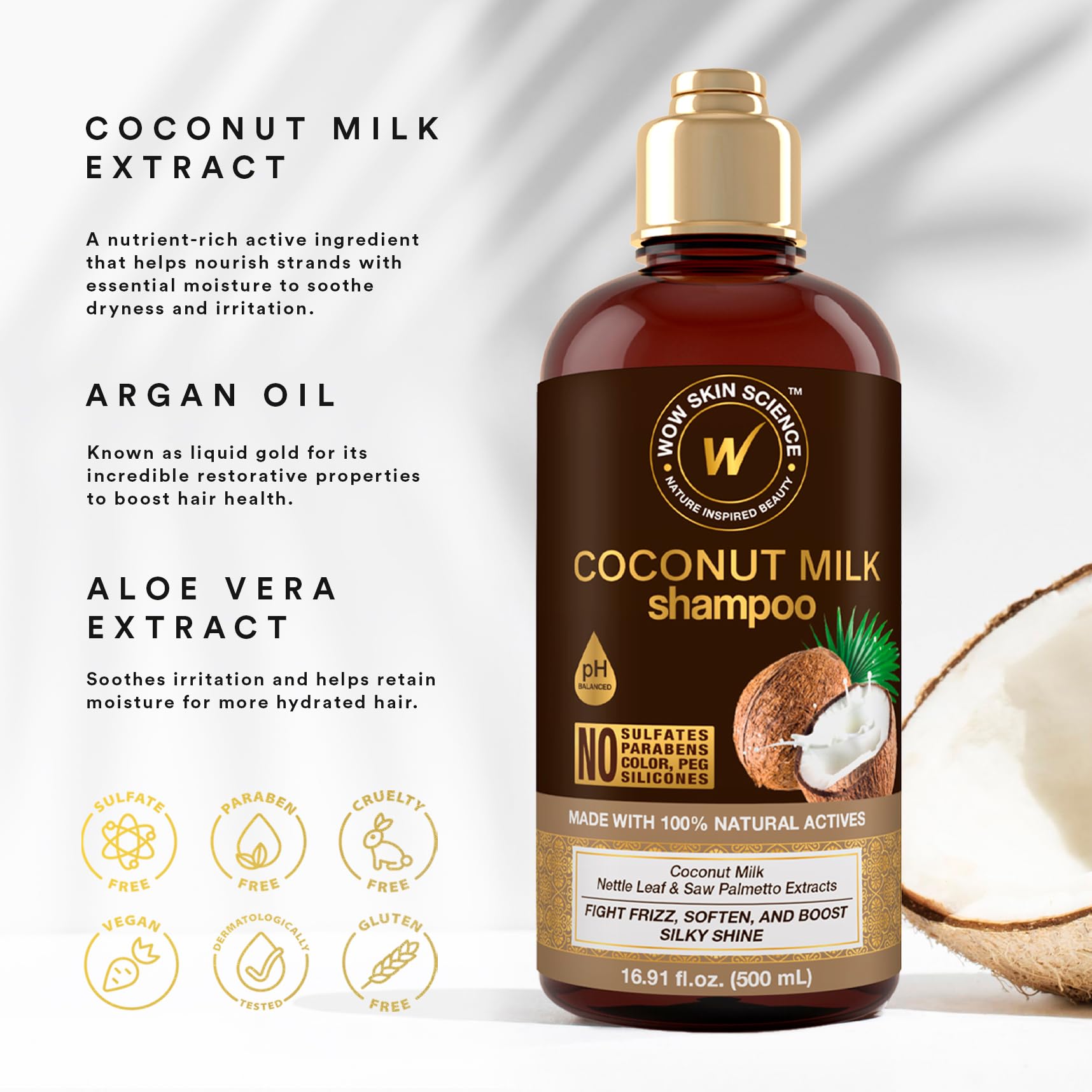WOW Skin Science Coconut Oil Milk Shampoo being applied to curly hair for defined waves