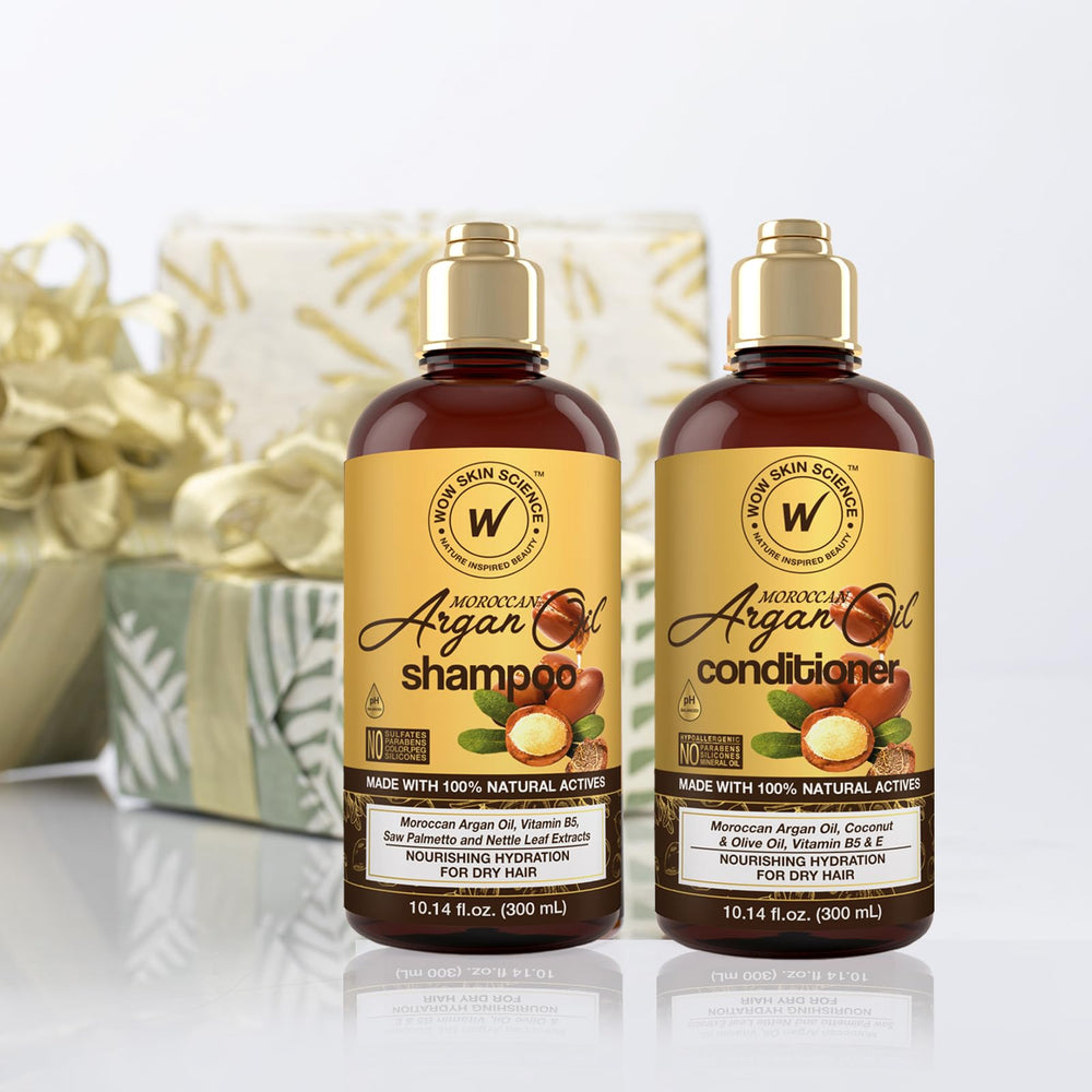WOW Skin Science color-safe care label on bottle promoting gentle cleansing for color-treated hair.