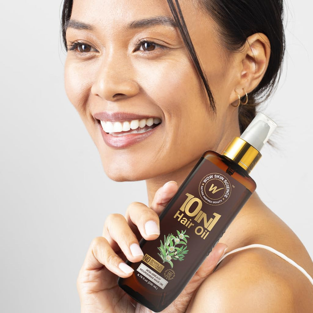 WOW Skin Science for men and women applying oil at roots