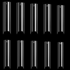 WOWITIS clear extralong C-curve nail tips for precise DIY manicures.