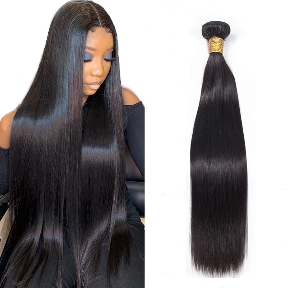 WOWQUEEN 10A straight bundle 26-inch close-up, premium unprocessed Brazilian hair for versatile styling.