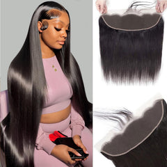 Wowqueen Beauty Brazilian virgin hair 13x4 lace frontal close-up for seamless parting.