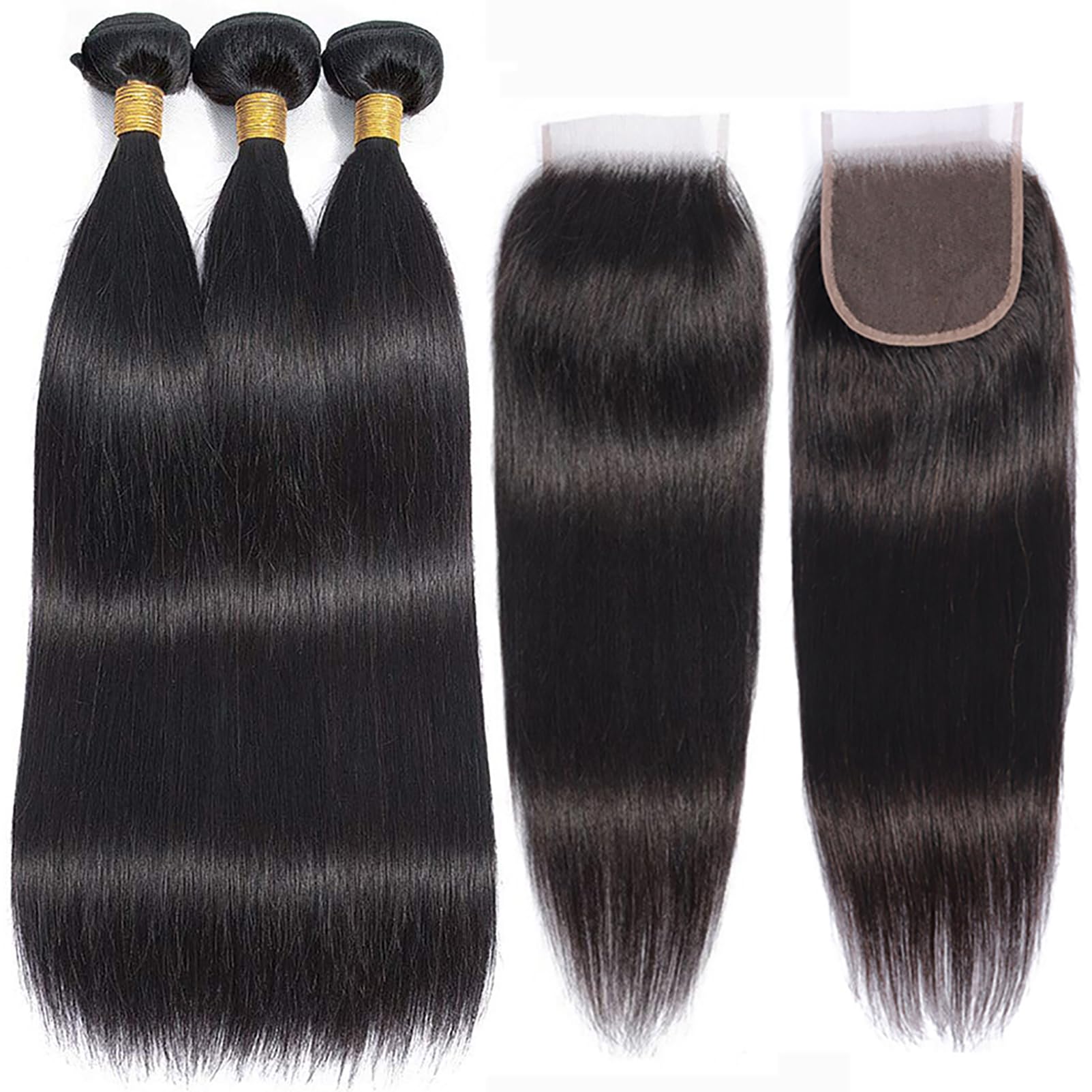 Wowqueen Beauty straight bundles with closure 22 inch for long, seamless waves