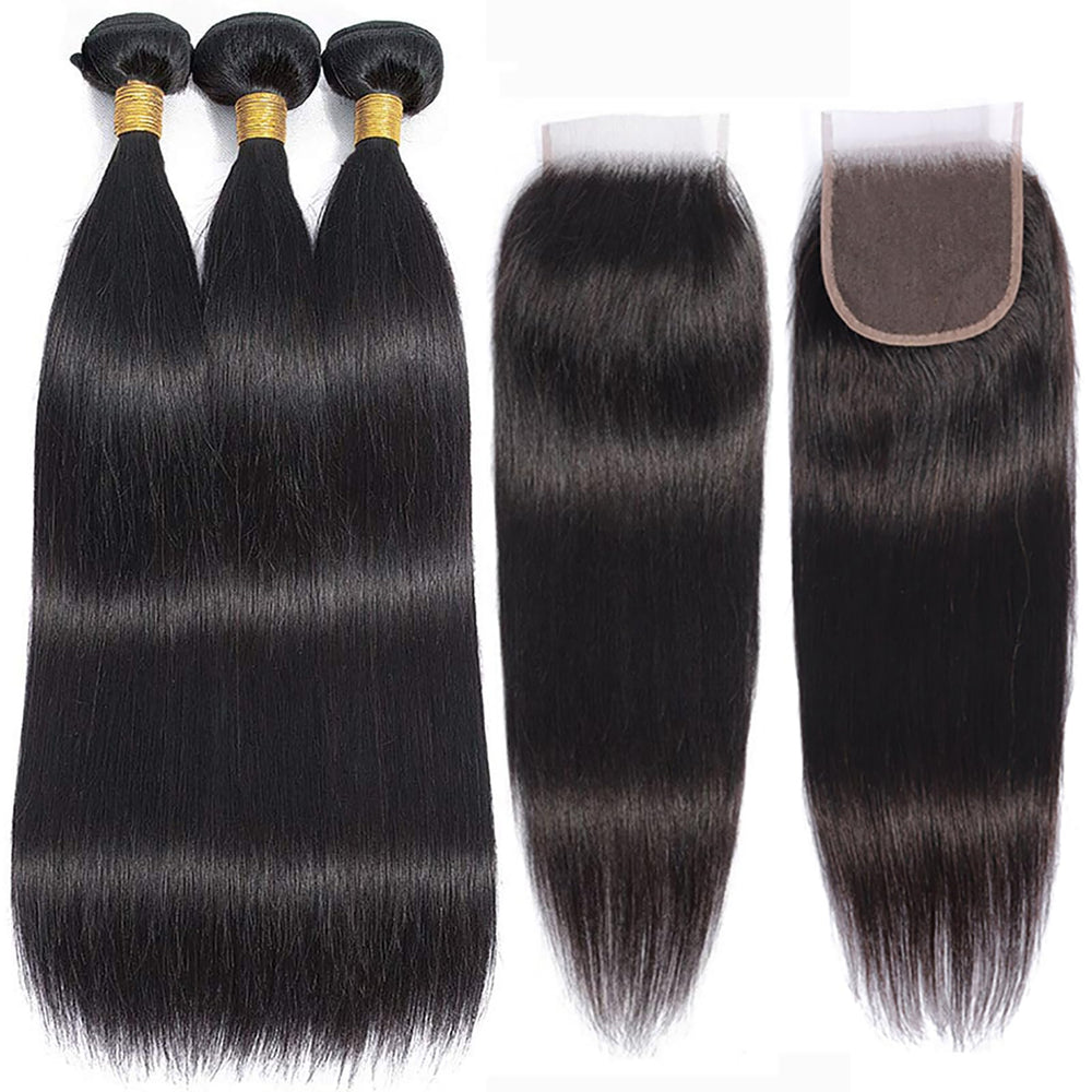 Wowqueen Beauty straight bundles with closure 22 inch for long, seamless waves