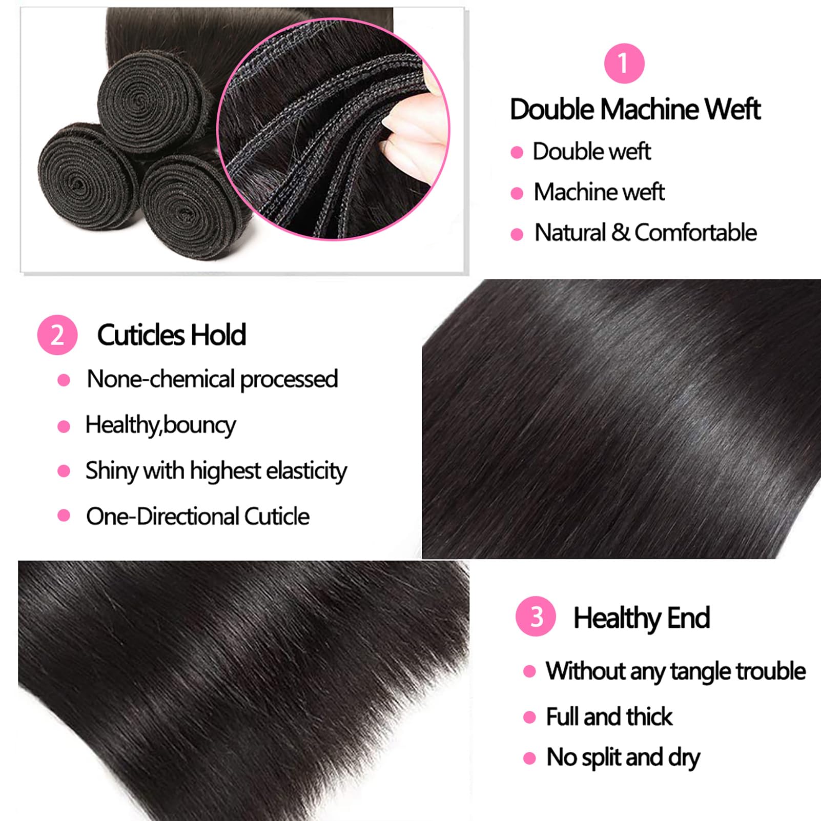 Wowqueen Beauty 24 inch straight bundles with closure for dramatic length