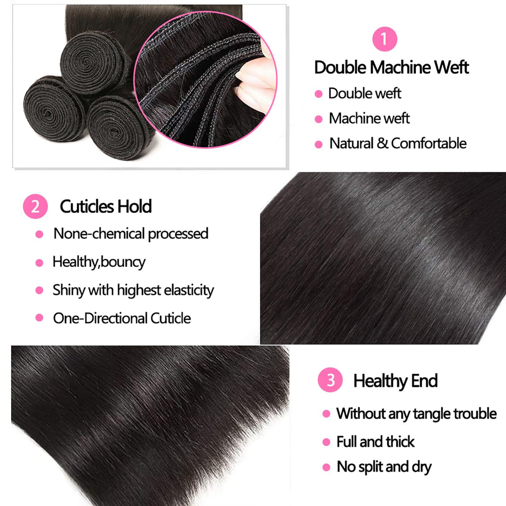 Wowqueen Beauty 24 inch straight bundles with closure for dramatic length