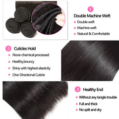 Wowqueen Beauty 24 inch straight bundles with closure for dramatic length
