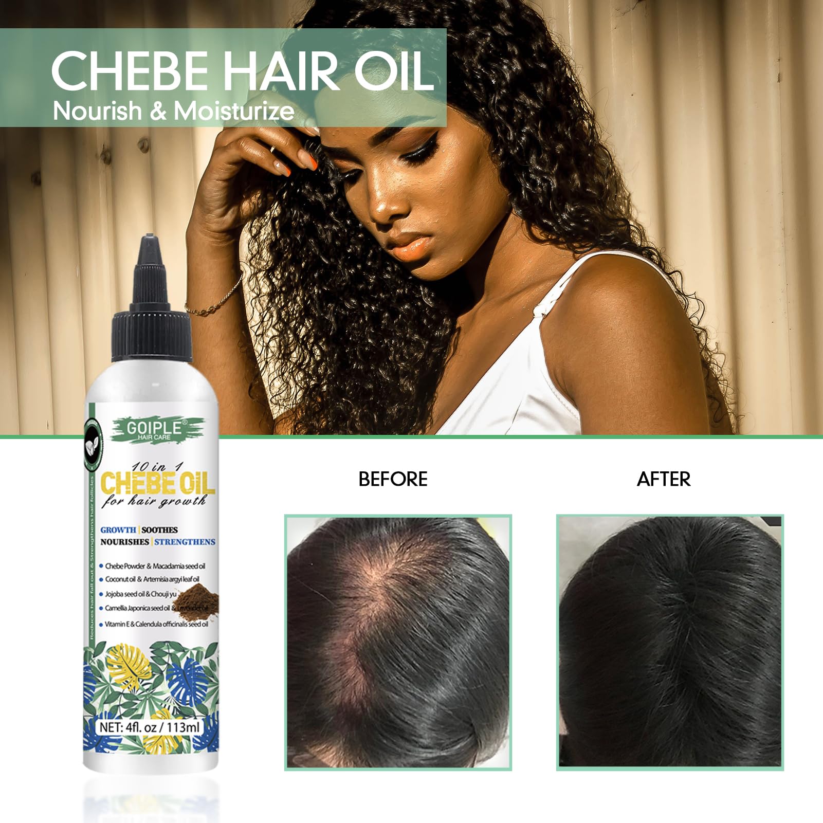 WOZUTUNT Chebe Oil vitamin E and squalane for shine