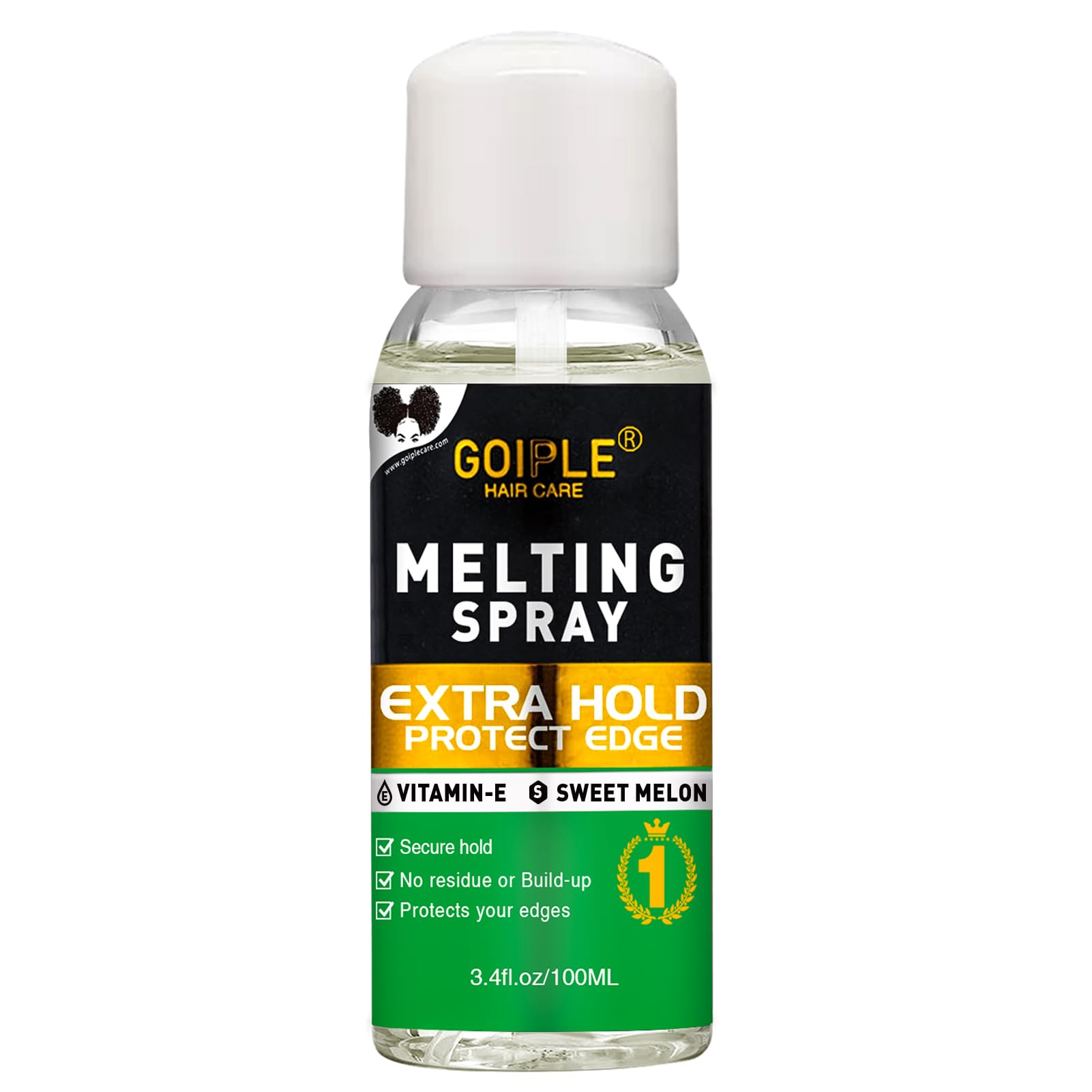 WOZUTUNT lace melting spray bottle closeup showing glue-less natural hold for wigs.