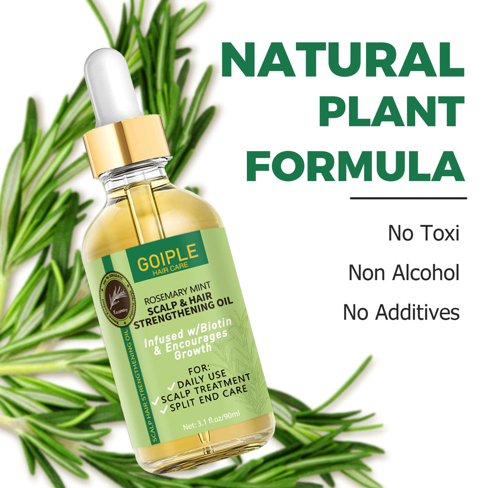 WOZUTUNT Rosemary Oil close-up emphasizes shiny, healthy hair