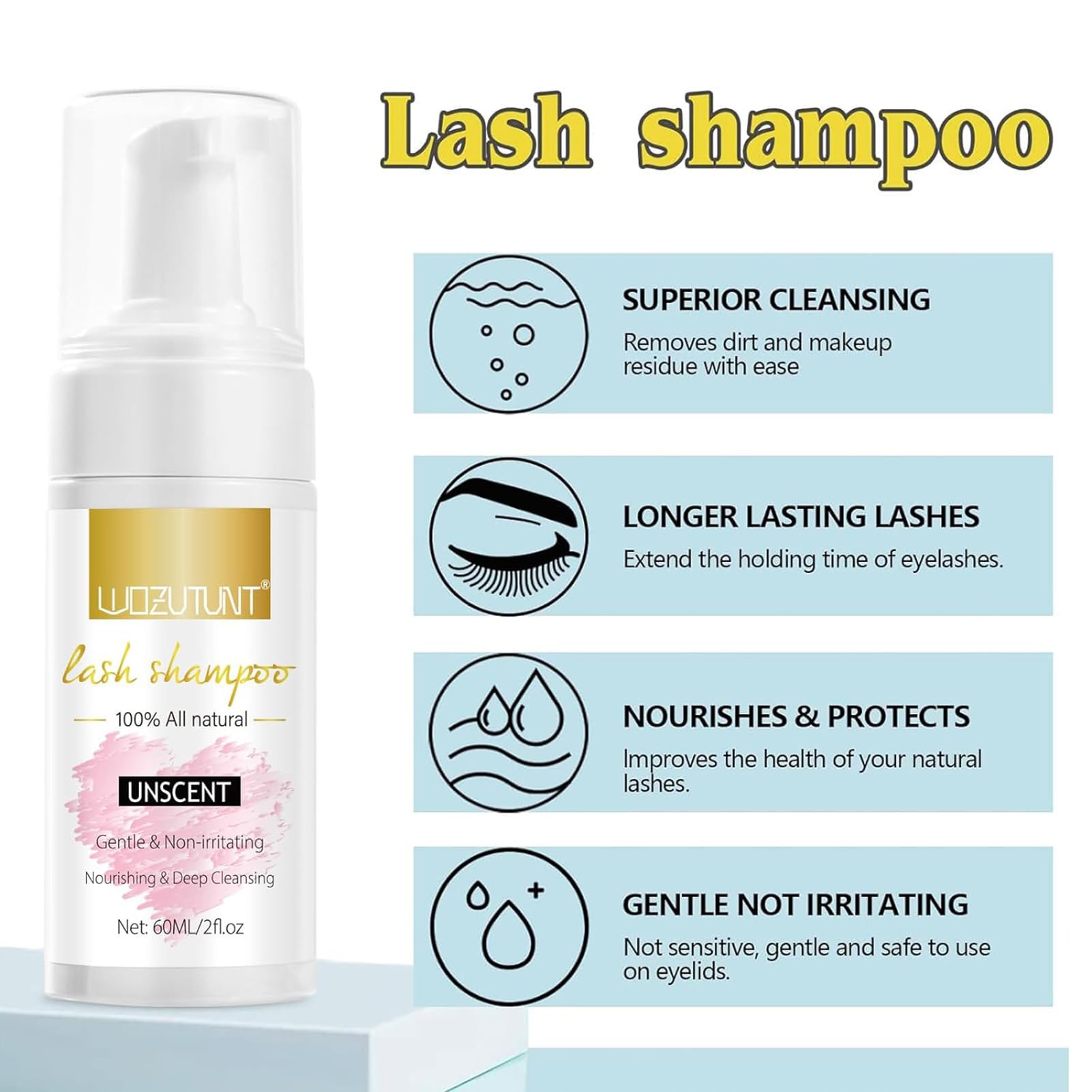 WOZUTUNT cleansing brushes help remove residue without rubbing delicate lash extensions.