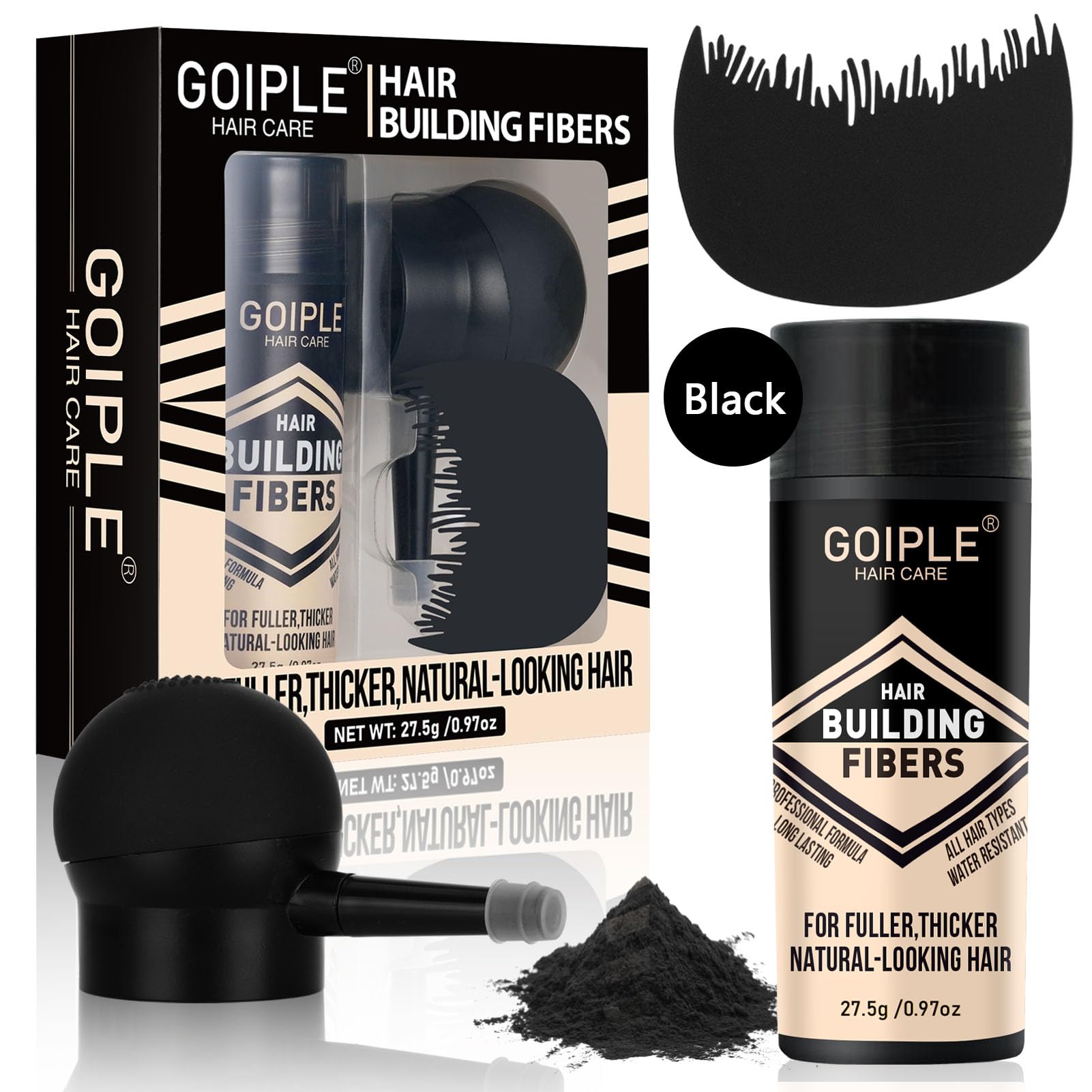 WOZUTUNT hair fibers bottle showing instant thickness and natural look