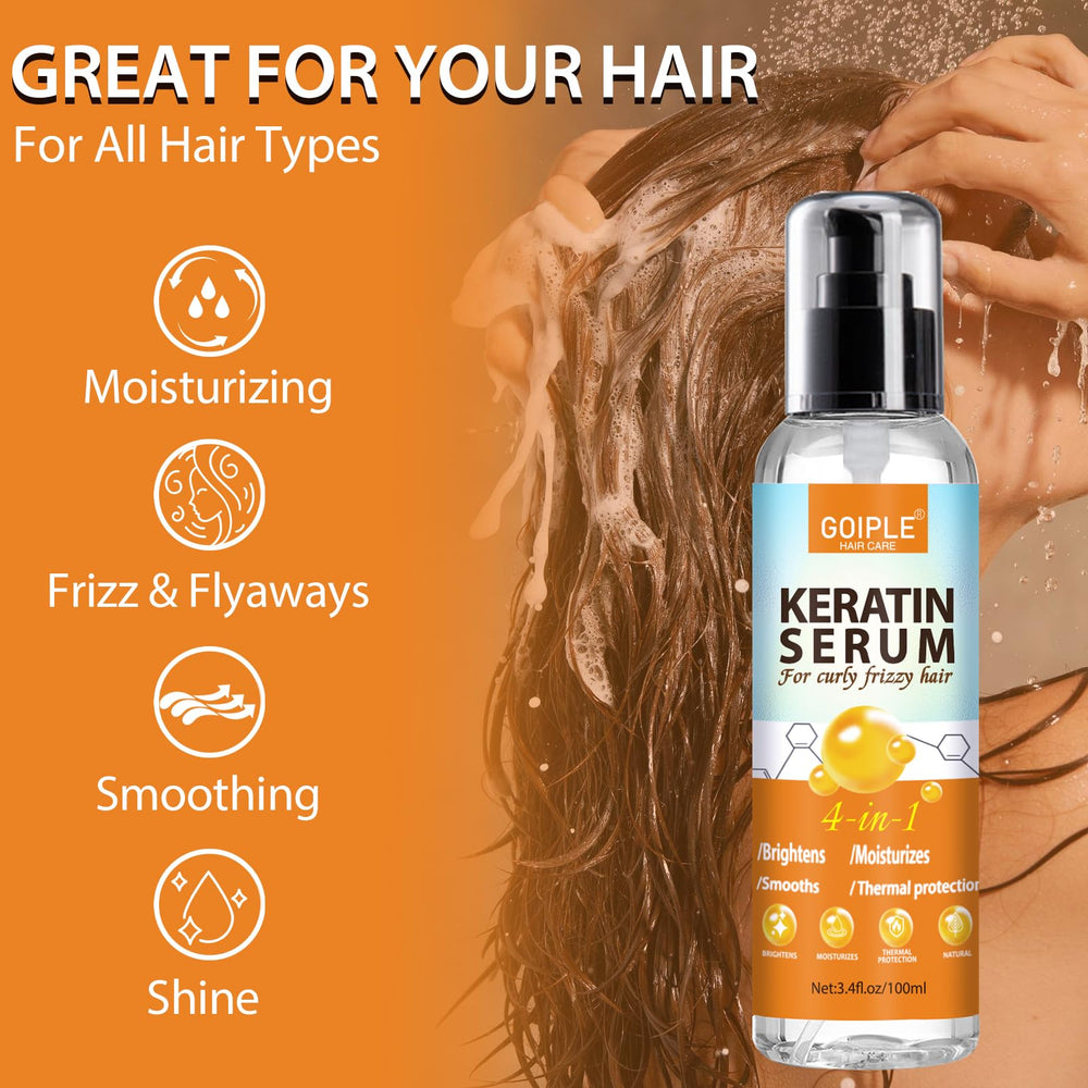 Repairing dry strands with WOZUTUNT keratin serum for softness.