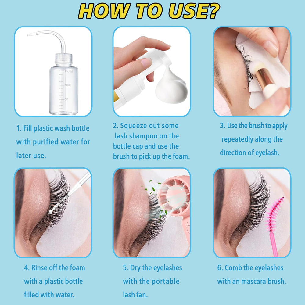 WOZUTUNT foaming lash shampoo supports gentle cleansing for extensions.