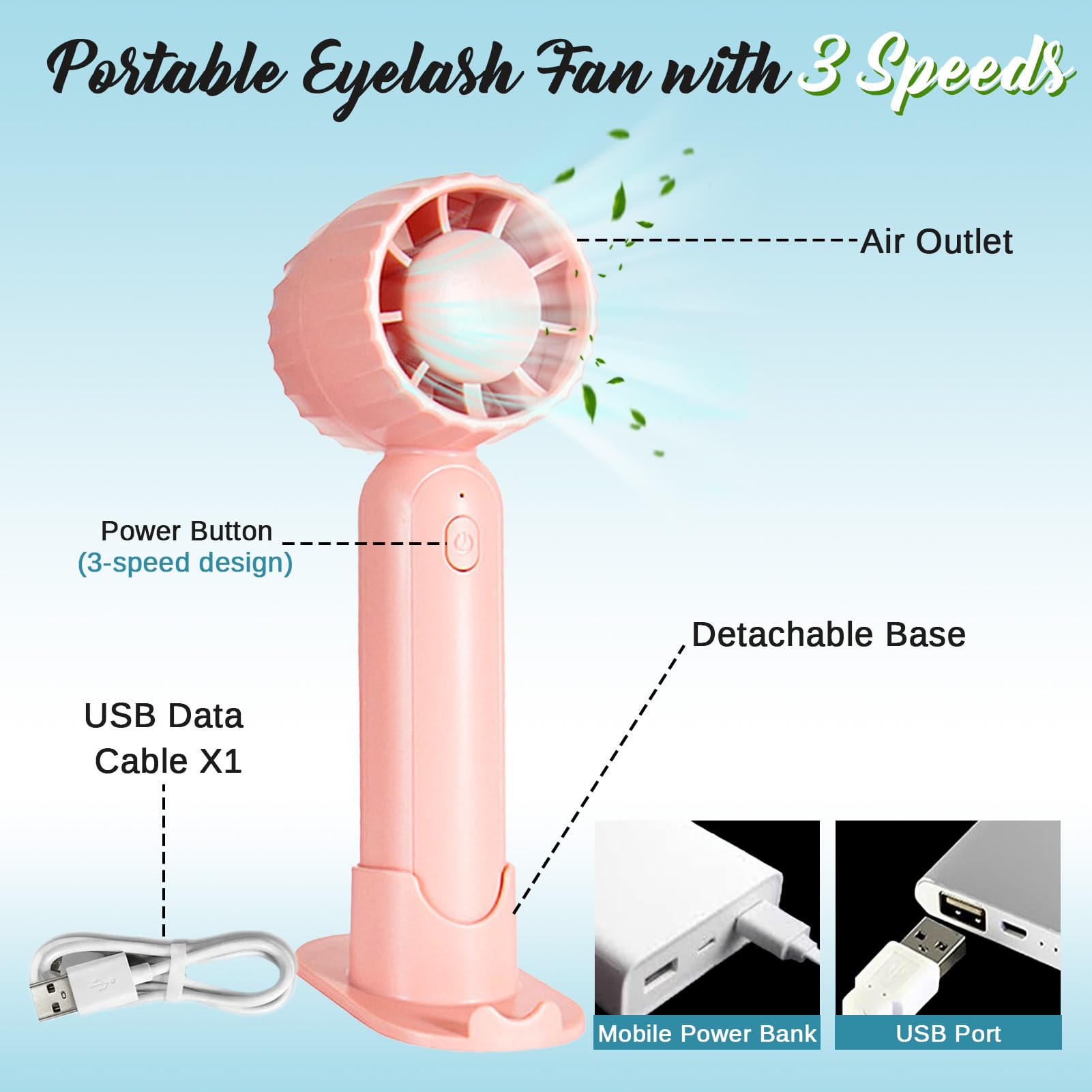 WOZUTUNT portable lash fan keeps lashes cool during drying.