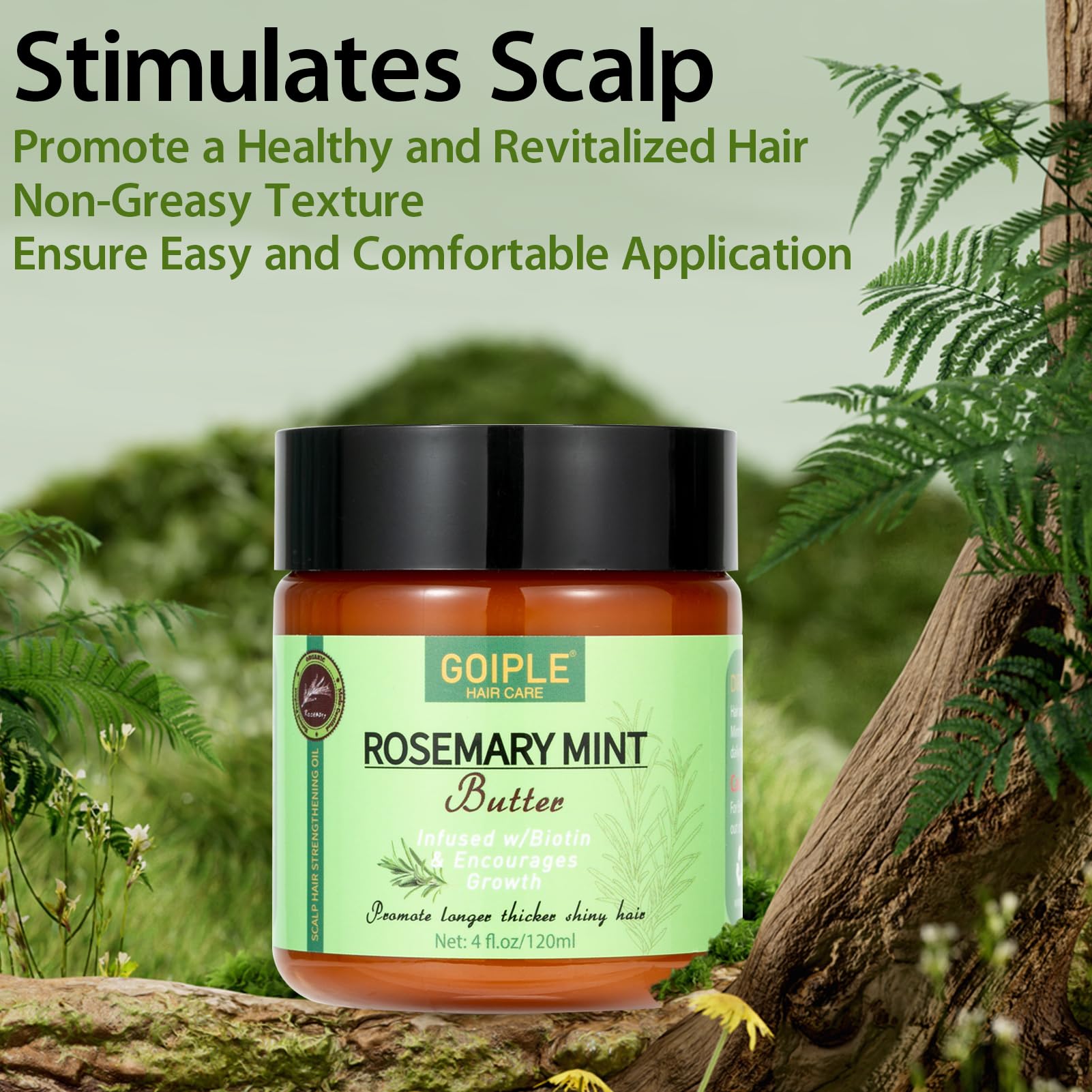 WOZUTUNT Rosemary Mint Butter on dry scalp area highlights soothing conditioning benefits