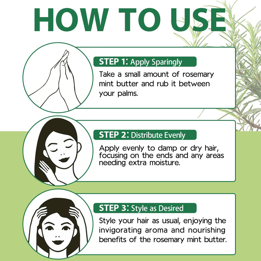 WOZUTUNT Rosemary Mint Butter application demonstrates easy distribution on damp hair